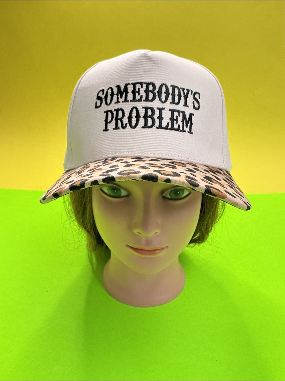 Somebody's Problem Leopard Brim Trucker Hat - Cream